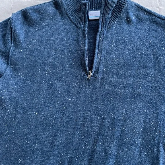 Columbia 1/4 Zip Wool Blend Sweater Blue Size Large - Picture 13 of 14
